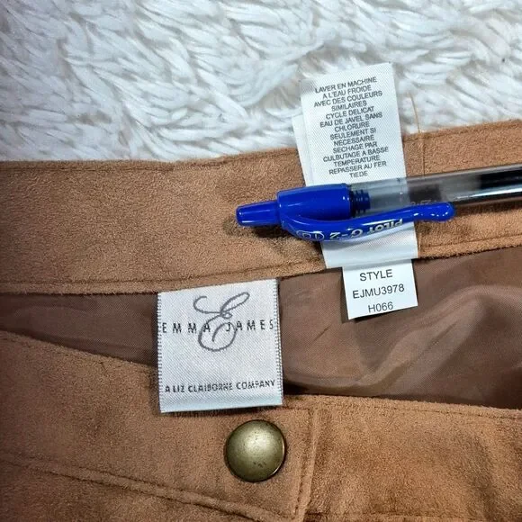 Emma James Faux Suede Tan High Waisted Straight Leg Pants Size 16 Vintage - Picture 10 of 10